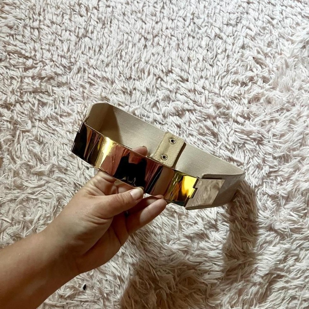 Rose Gold Metal Chic Urban Classic Waist Belt‎ Womens S Glam Statement Tailored